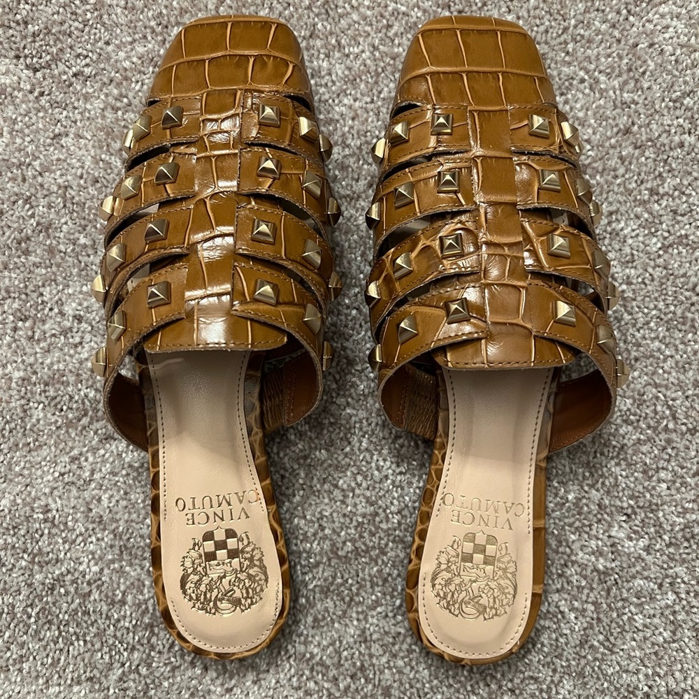 Vince Camuto Brown Studded Women's Mules